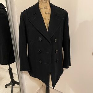 Elegant Black Double-Breasted Pea Coat